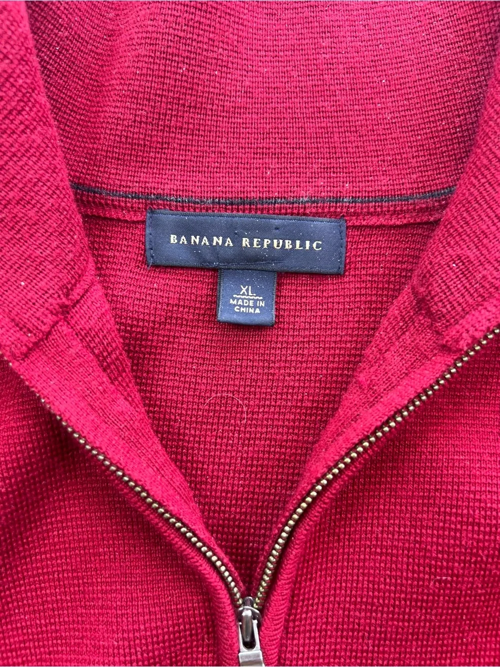 Banana Republic Red Men's 1/4 Zip Long Sleeve  Preppy Classy Sweater - XL